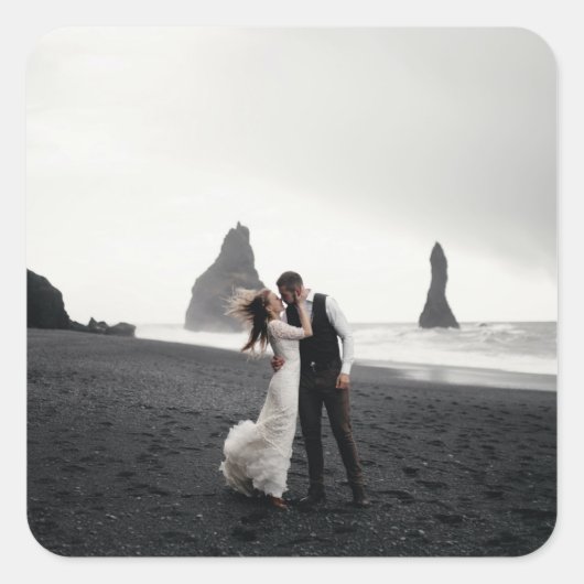 お知らせ写真のたった今結婚しました封筒用シール スクエアシール (正面)