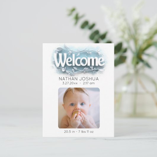 *~*お知らせ写真AP79ベビー生まれたばかりの誕生 案内ポストカード (スタンド正面)