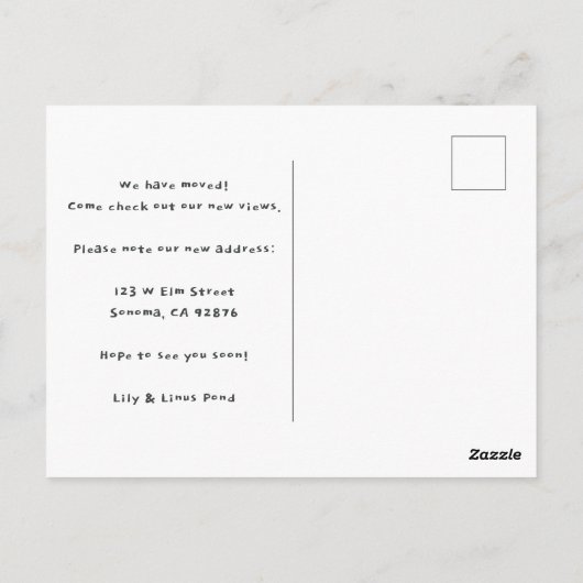 お知らせ新住所の国のビューの移動 ポストカード (裏面)