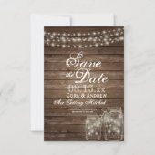 お知らせ日付 エレガントな ラスティック メイソンジャー ライト 招待状 (正面)