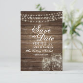 お知らせ日付 エレガントな ラスティック メイソンジャー ライト 招待状 (スタンド正面)