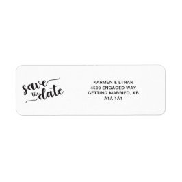 お知らせ日付 ブラック＆ホワイト エレガント スクリプト モダン ラベル