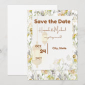 お知らせ日付 国産 フラワーリース セーブザデート (正面/裏面)