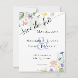 お知らせ シンプル ワイルドフラワー ウェディング 水彩 招待状