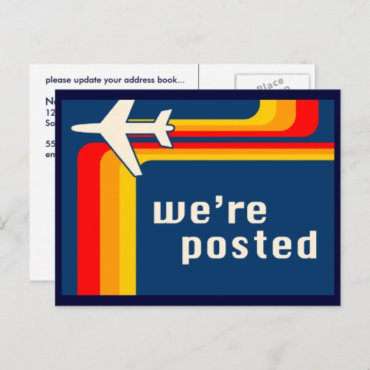 お知らせ:レトロなストライプ 案内ポストカード (正面/裏面)