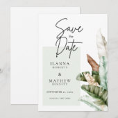 お知らせ 保存日付 エレガントな葉の発表 セーブザデート (正面/裏面)