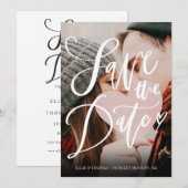 お知らせ 保存日付 エレガント スクリプト モダン フォト 招待状 (正面/裏面)