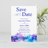 お知らせ 保存 日付 青と紫 招待状 (スタンド正面)