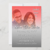 お知らせ 日付 フォト 赤 銀 アナウンスメント セーブザデート (正面)