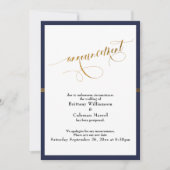 お知エレガントらせネイビー&金ゴールドストライプカード 招待状 (正面)