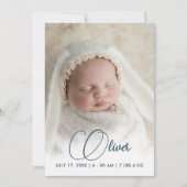 お知生まれたばかりのらせ写真コラージュ青（白） 招待状 (正面)