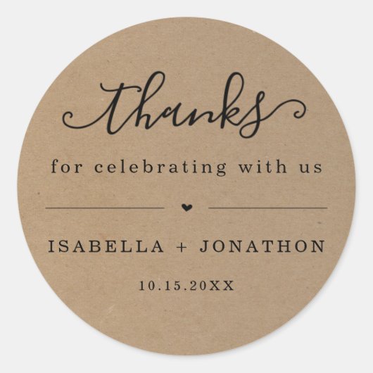 お礼お気に入りステッカー – Kraft ラウンドシール (正面)