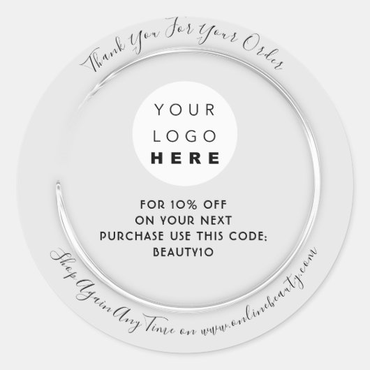 お礼ご注文カスタムのロゴ名割引グレー ラウンドシール (正面)