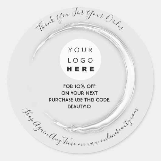 お礼ご注文カスタムのロゴ名割引シルバー ラウンドシール (正面)
