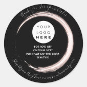 お礼ご注文カスタムのロゴ名割引ブラック ラウンドシール (正面)