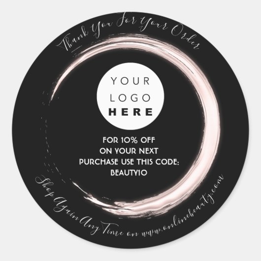 お礼ご注文カスタムのロゴ名割引ブラック ラウンドシール (正面)