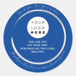 お礼ご注文カスタムのロゴ名割引ブルー ラウンドシール