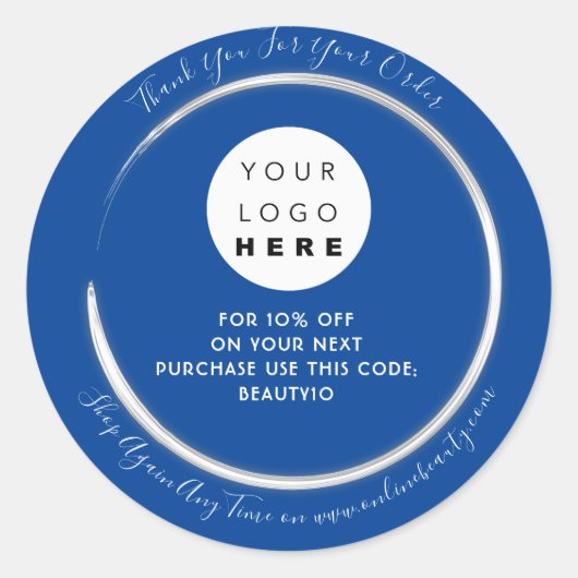 お礼ご注文カスタムのロゴ名割引ブルー ラウンドシール (正面)