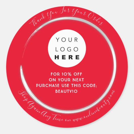 お礼ご注文カスタムのロゴ名割引レッド ラウンドシール (正面)
