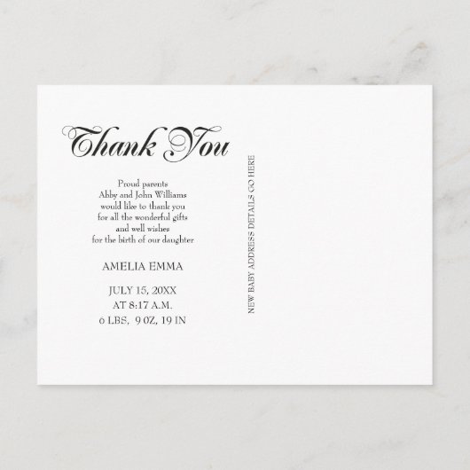 お礼とベビー誕生発表 案内ポストカード (裏面)