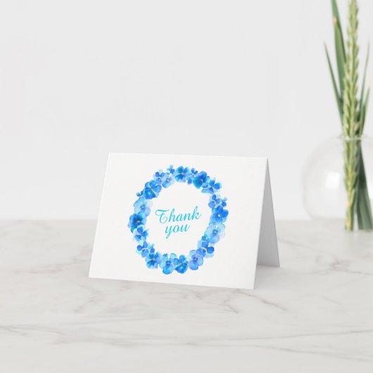 お礼のブルーパンジーリースアートカード サンキューカード (正面)