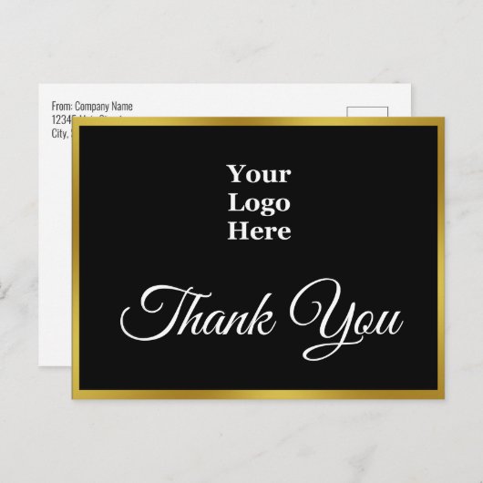 お礼の両面ブラック&金ゴールドフェイクロゴはこちら ポストカード (正面/裏面)