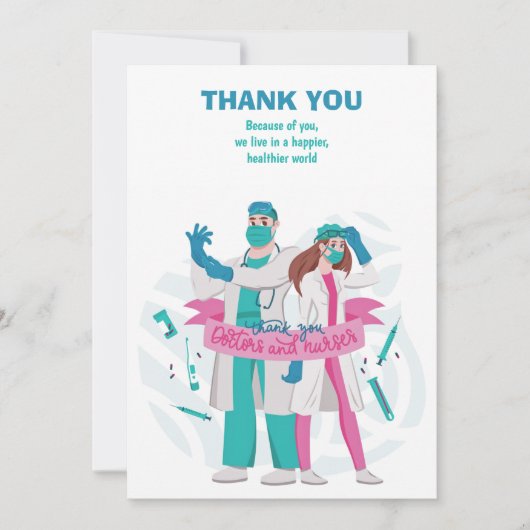 お礼の医師とナースカード サンキューカード (正面)
