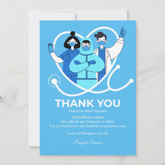 お礼の医師とナースカード サンキューカード (正面)