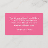 お礼の名刺テンプレートピンク 名刺 (裏面)