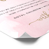 お礼の品の代わりに - ピンクの水彩 ゴールドのサイン ポスター (角)