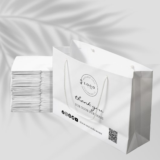 お礼の手にカスタム感謝お買い上げ ラージペーパーバッグ