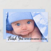お礼の新生児モダンブルーバックカードS サンキューカード (正面/裏面)