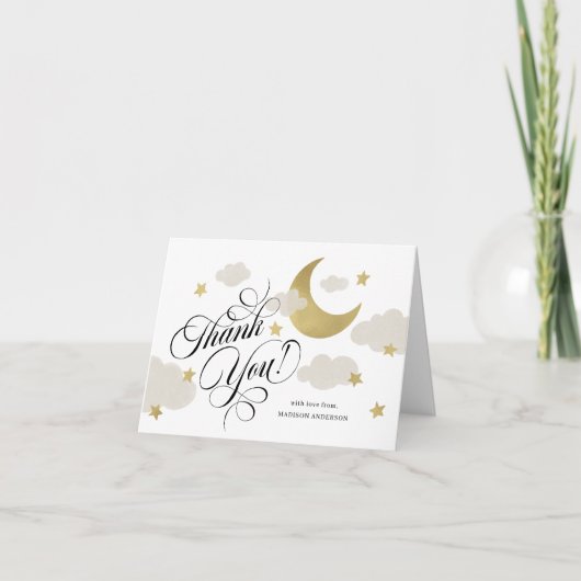 お礼の月星雲のベビーシャワー サンキューカード (正面)