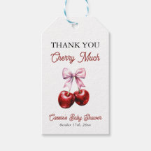 お礼の気持ちを伝える チェリーオントップ ピンクリボン ブライダルシャワーテンプレート