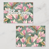 お礼の水色マグノリアありがとうメモ ノートカード (正面/裏面)