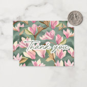 お礼の水色マグノリアありがとうメモ ノートカード (正面/裏面インサイチュ)