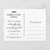 お礼の白黒赤いハート写真はがき ポストカード (裏面)