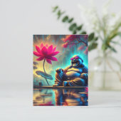 お礼の結婚カード – 笑う仏像 サンキューカード (スタンド正面)