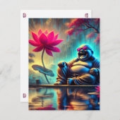 お礼の結婚カード – 笑う仏像 サンキューカード (正面/裏面)