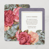 お礼の結婚Anniversary Flat Card 招待状 (正面/裏面)