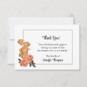 お礼の葬式カード – 黄色のバラ ノートカード (正面)