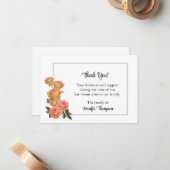 お礼の葬式カード – 黄色のバラ ノートカード (正面/裏面インサイチュ)