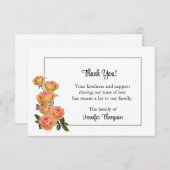 お礼の葬式カード – 黄色のバラ ノートカード (正面/裏面)