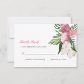 お礼の返信 エレガントトロピカルパラダイスウェディングR 出欠カード (正面)