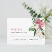 お礼の返信 エレガントトロピカルパラダイスウェディングR 出欠カード (スタンド正面)