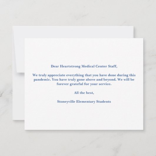 お礼を言う医療従業員ヒーロードクターナース カード (裏面)