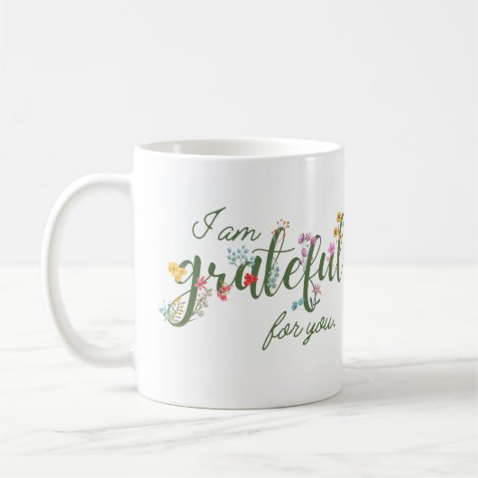 お礼を言う コーヒーマグカップ (左)