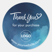 お礼カスタムのロゴ/ウェブサイトブルーステッカーシート ラウンドシール (正面)
