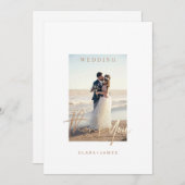 お礼シンプルの結婚ビーチ 招待状 (正面/裏面)