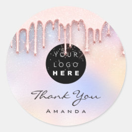 お礼メイクアップアーティストHoligraphGlitterロゴ ラウンドシール